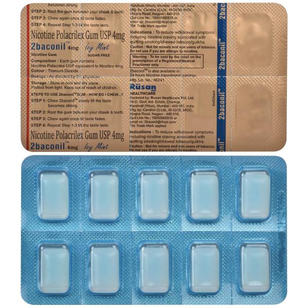 Netmeds | 2baconil Icy Mint 4 mg Chew Gum 10's