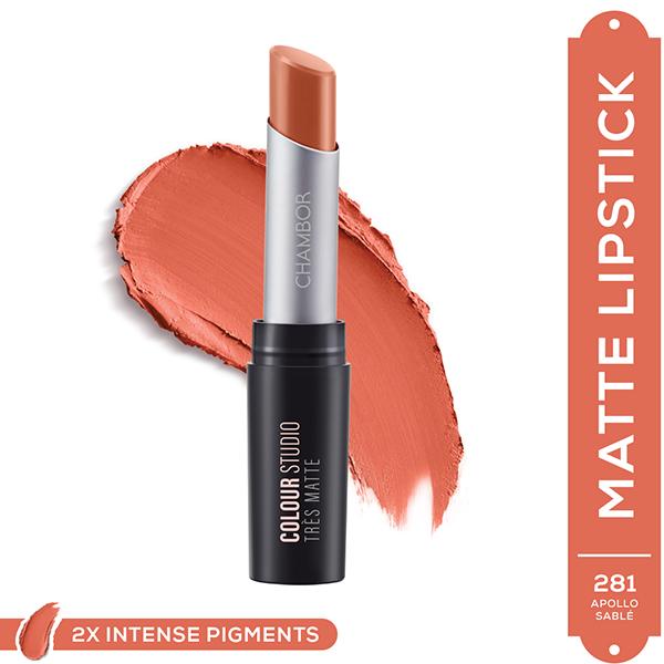 Chambor Tres Matte Lipstick Lasting Bold Pigment With SPF 30 N 281 Apollo Sable 3.2 gm - Lipsticks