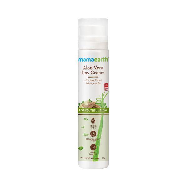 Netmeds | Mamaearth Aloe Vera Day Cream with SPF 30 with Aloe Vera & Ashwagandha for a Youthful Glow 50 gm