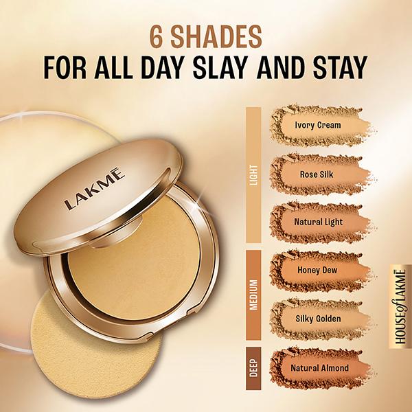 Lakme Powerplay Priming Powder Foundation, 3-in-1, Natural Light, 9gm - Compact Powder