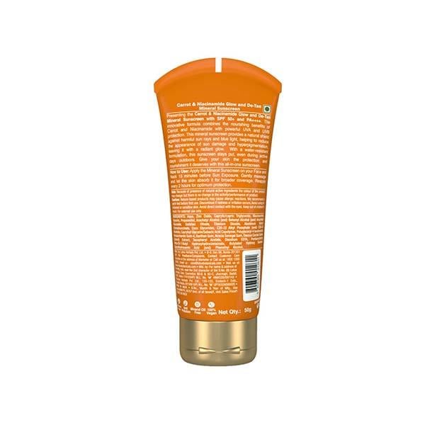 Lotus Botanicals Carrot & Niacinamide Glow and De-Tan Mineral Sunscreen, SPF 50+, PA++++ 50 gm - Body Sunscreen