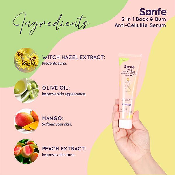 Sanfe Back & Bum Lightening Serum + AntiCellulite Cream 100 gm - Lotions & Creams