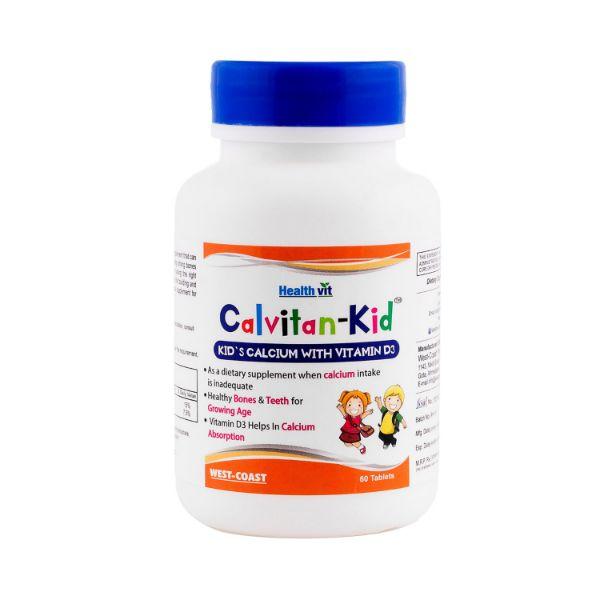 HealthVit Calvitan-KID Kid's Calcium 150mg, Vitamin D3 30IU- Tablets 2's - Multi-Vitamins