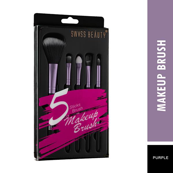 Swiss Beauty Makeup Brush Set of 5 - Purple 1's - Face Brush