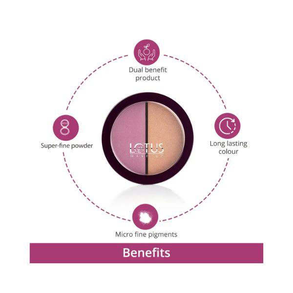 Lotus Makeup Proedit Silk Touch Blush Highlighter Duo Paradise Petal Bh02 12 gm - Blushes