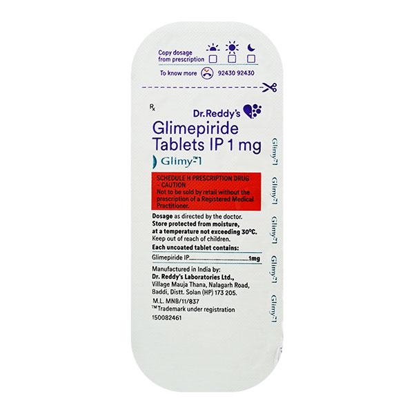 Glimy 1mg Tablet 14'S - Diabetes-Ant
