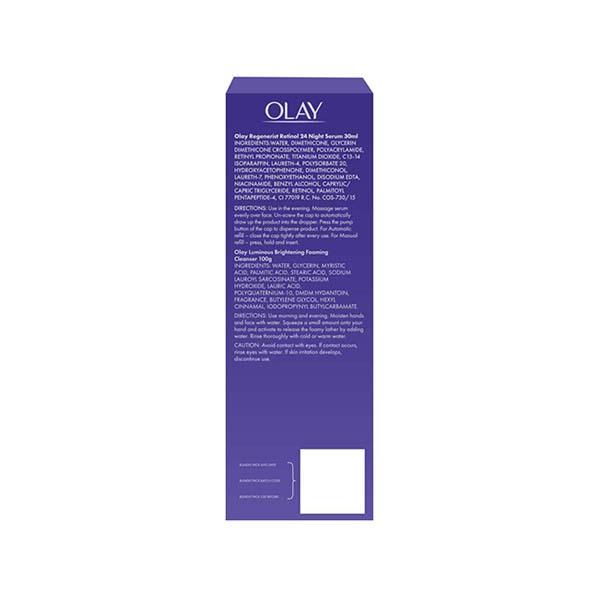 Olay Retinol Kit for Overnight Repair - Retinol Serum with Free Cleanser, 24h Hydration 1's - Night Cream