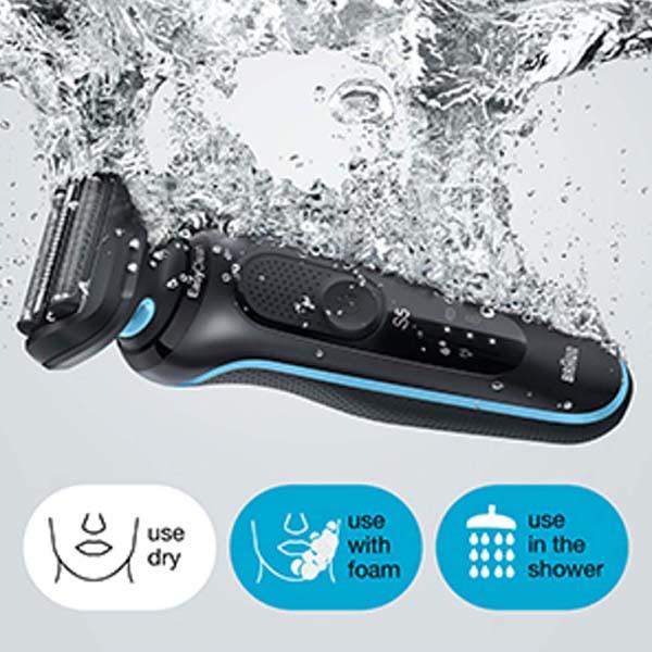 Braun Electric Shaver for Men, Series 5 51-M1200s, Wet and Dry Electric Shaver with Precision Trimmer Black and Turquoise 330 gm - Grooming Kits