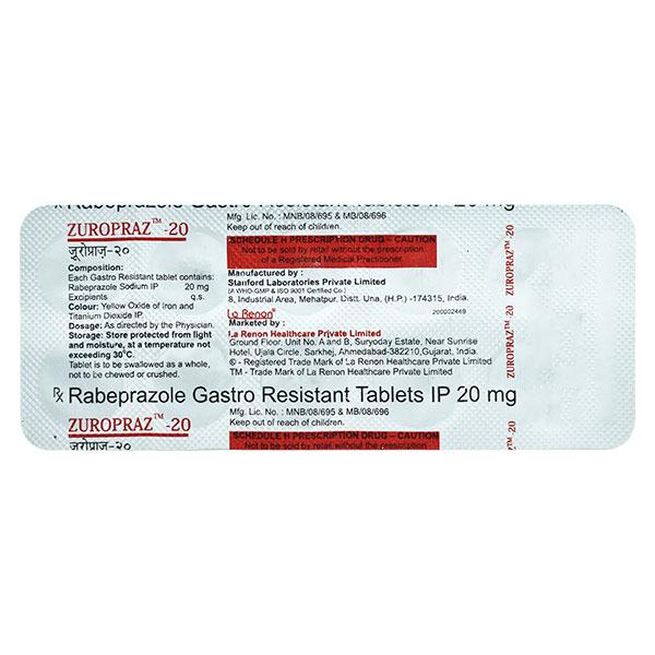 Zuropraz 20mg Tablet 10'S - Ulcer/Reflux/Flatulence-Aaa