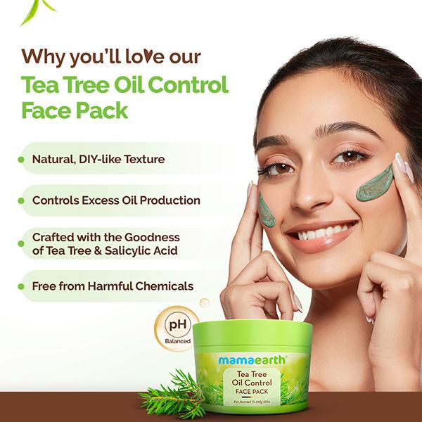 Mamaearth Tea Tree Oil Control Face Pack with Tea Tree & Salicylic Acid Normal to Oily Skin 200 gm - Face Packs