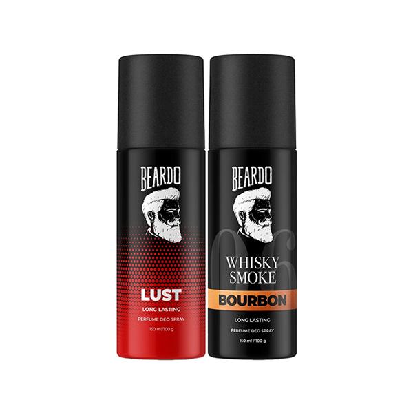 Netmeds | Beardo Lust and Whisky Smoke Bourbon Body Spray Long Lasting Deo Combo Deodorant - For Men 150 ml 2's