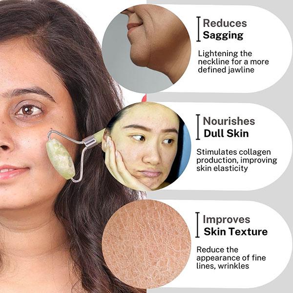 House of Beauty Jade Roller For Oily Skin Helps Tone, Tighten, Depuff Face & Under Eyes 1's - Derma Rollers