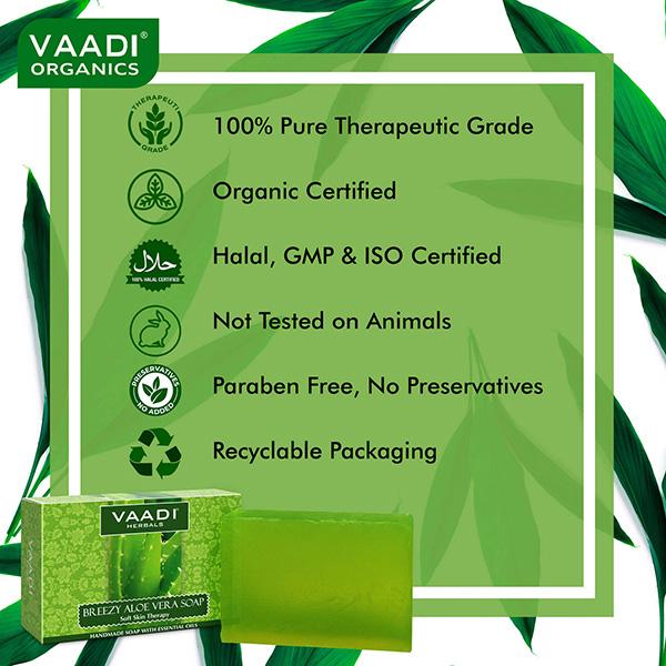 Vaadi Herbals Handmade Soap - Breezy Aloe Vera 75 gm - Soaps
