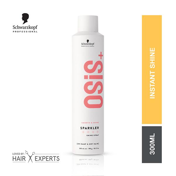 Schwarzkopf Professional OSiS+ Sparkler Hair Styling Shine Spray, Frizz Free Shine, Vegan, Silicone-free, Heat protection Hair Spray 300 ml - Hair Sprays & Mists