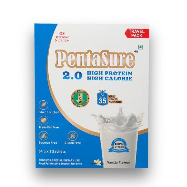 Netmeds | PentaSure 2.0 High Protein High Calorie Powder - Vanilla Flavour (Travel Pack Sachet of 3 x 54 gm)