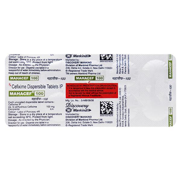 Mahacef 100mg Tablet 10'S - Bacterial Infections-Cep