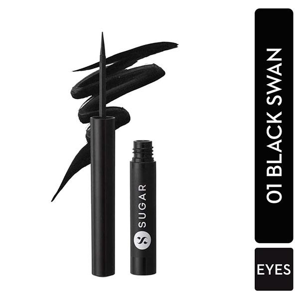 Netmeds | SUGAR Cosmetics Eye Warned You So! Double Matte Eyeliner - 01 Black Swan (Black) 1.7 ml