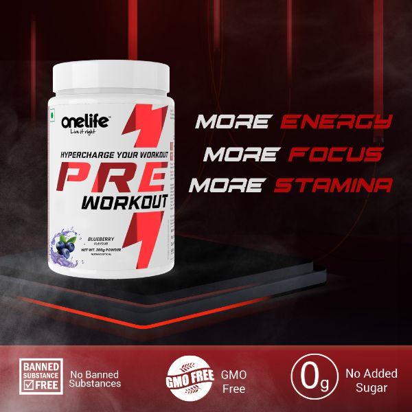 Onelife Preworkout Powder - Blueberry 200 gm - Workout Essentials