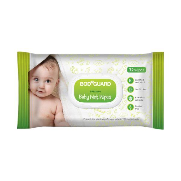 Netmeds | BodyGuard Premium Baby Wet Wipes with Aloe Vera Extract 72's