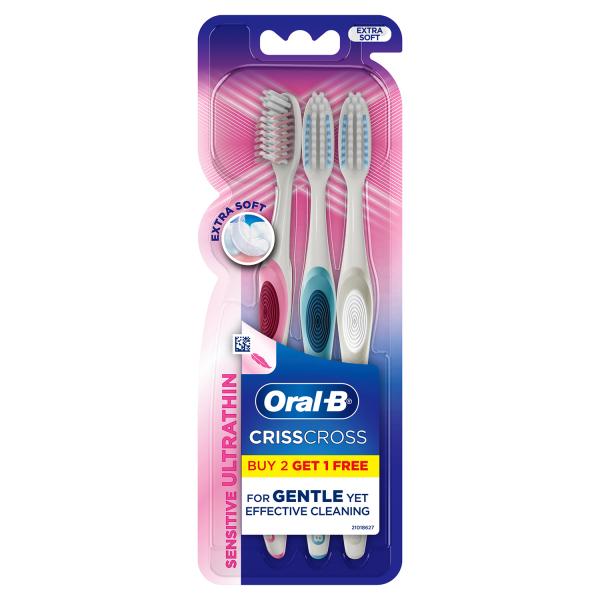 Netmeds | Oral-B Crisscross Sensitive UltraThin Toothbrush - Extra Soft (Buy 2 Get 1 Free)
