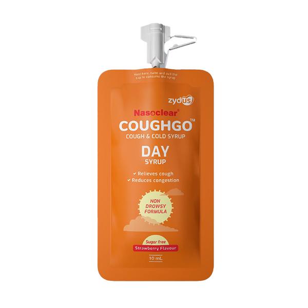 NASOCLEAR COUGHGO DAY + NIGHT SUGAR FREE STRAWBERRY FLAVOUR Syrup 3X10ml - Cough And Cold-Cou