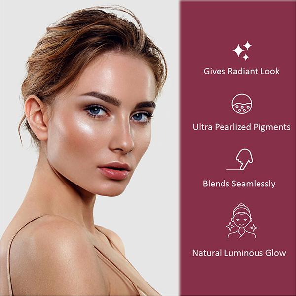 Half N Half Glow Brick Multi-Use Baked Highlighter with 5 Highlighting Shades, Peachy Cream 02 7.5 g - Highlighters & Illuminators