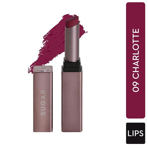 Netmeds | SUGAR Cosmetics Mettle Satin Lipstick - 09 Charlotte (True Blue Red) 2.2 gm