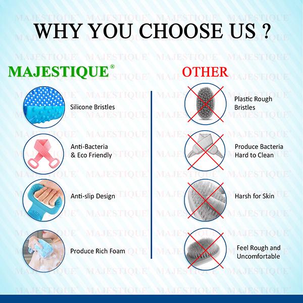 Majestique Bath Silicone Shower Scrubber Easy Clean Exfoliating Body Loofah, Suitable For All Kinds 1's - Loofahs & Sponges
