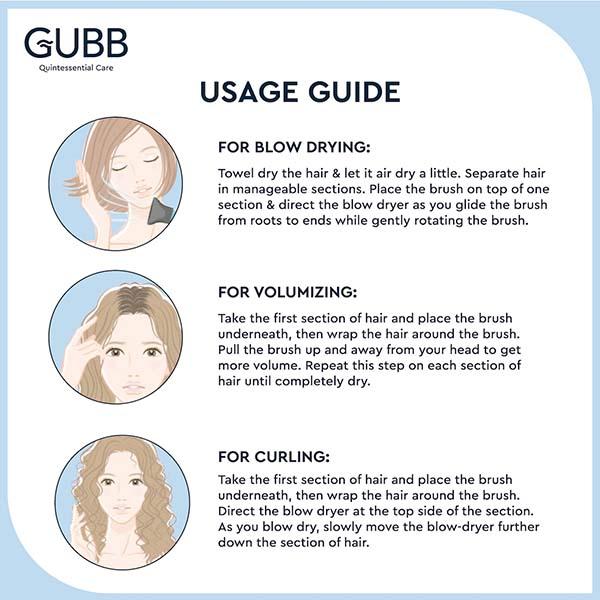 GUBB Round Hair Brush - Styler Range 140 gm - Hair Brushes