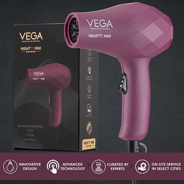 VEGA Professional Mighty Mini 1000-1200W Hair Dryer for Men & Women with Heat/Speed Setting, VPVHD-06 1's - Hair Dryers