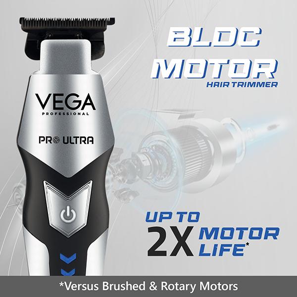 VEGA Professional Pro Ultra Professional Hair Trimmer With BLDC Motor, Silver & Black (VPPHT-09) 1's - Trimmers