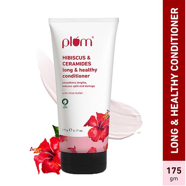 Plum Hibiscus and Ceramides Long and Healthy Conditioner Smoothens and Conditions Hair, Reduces Split Ends Damage 175gm - Conditioners