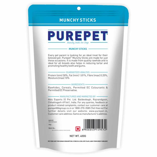 Purepet Munchy Sticks, Chicken Flavour, Dog Treats 400 gm - Petfood