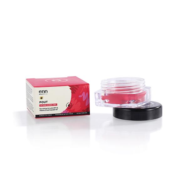 ENN Pout Lip And Cheek Tint With SPF 10 And Avocado Oil - Passion Pink 5 gm - Blush Brush