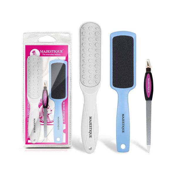 Netmeds | Majestique Large Double-Sided Foot Scrubber Set with Nail Filer, Hard Skin Removal - Multicolor 1's
