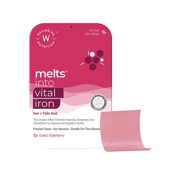 Netmeds | Wellbeing Nutrition Melts Vital Iron Plant Based Iron (ABFortis), Beetroot, Swiss Chard, Pumpkin Seeds, Vitamin C and Folate (30 Strips)