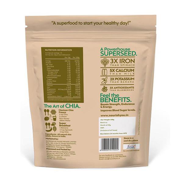 Nourish You Black Chia Seeds 500 gm - Nutritional Bars