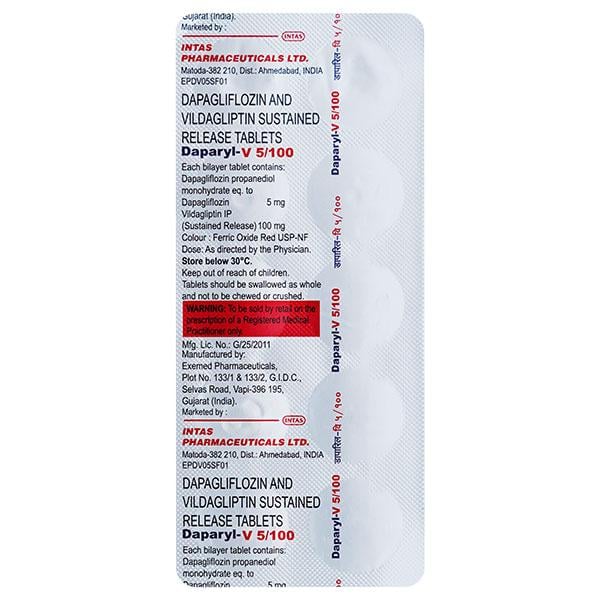 DAPARYL V 5/100 Tablet 10's - Diabetes-Ant
