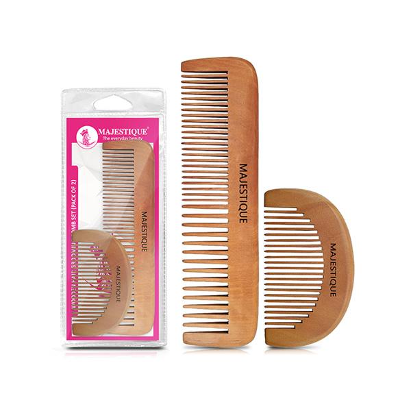Netmeds | Majestique Hair Grooming Comb Set Handmade Wood Hair Comb Detangling and Long Hair 2's