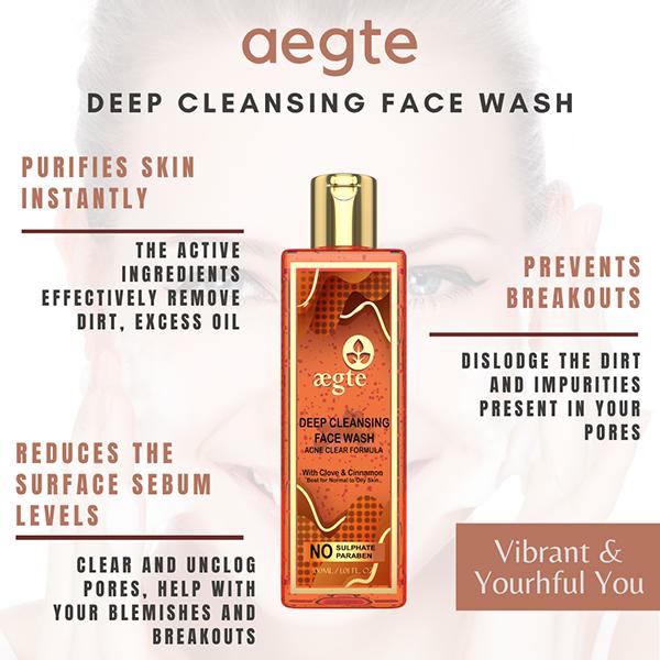 Aegte Deep Cleansing Face Wash With Acne Clear Formula 100 ml - Face Wash & Cleansers