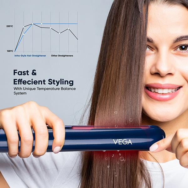 Vega Infra-Style Hair Straightener for Women with Infra Red and Ionic Technology, (VHSH-35) 409 gm - Straighteners