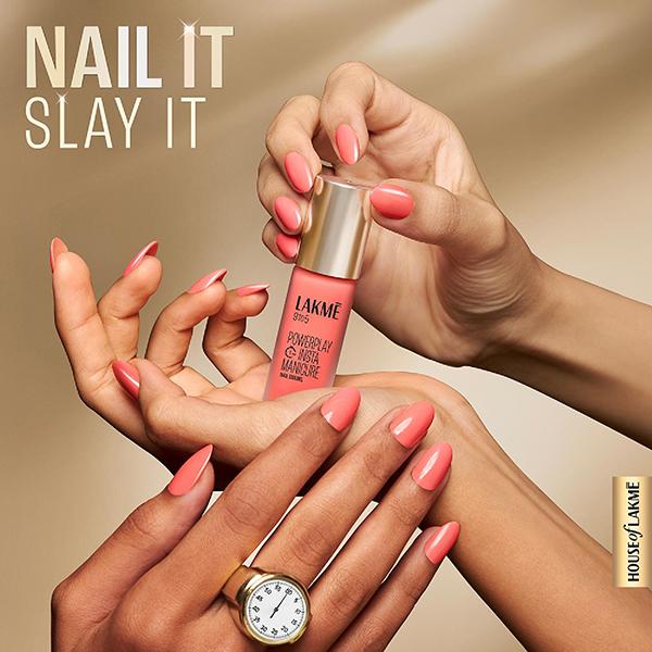 Lakme 9To5 Powerplay Insta-Manicure Nail Enamel Pink Sorbet 6 ml - Nail Polish