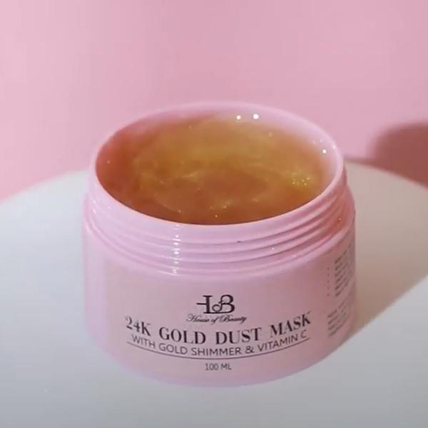 House of Beauty 24K Real Gold Dust Face Mask-Bridal Party Instant Glow with Niacin& Vit-C 100ml - Face Mask