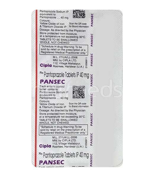 Pansec 40mg Tablet 15'S - Ulcer/Reflux/Flatulence-Aaa