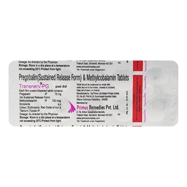 Transnerv PG 75/750mcg Tablet 10'S - Neuropathic Pain-Dru