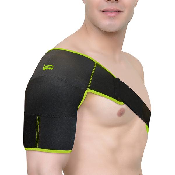 Tynor Shoulder Support Double Lock (Neoprene) (UN) - Black & Green - Neck/Shoulder Supports