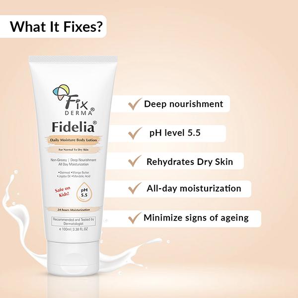 Fixderma Fidelia Daily Moisture Body Lotion, Moisturizer For Face & Body 100 ml - Face Moisturizers