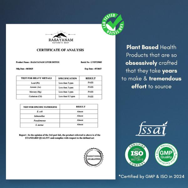 Rasayanam Focus First Liver Detox Tablets 60's - Speciality Medicines