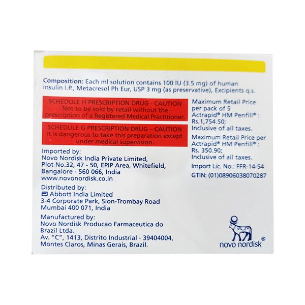 Actrapid HM Penfill Cartridge 1X3ml - Diabetes-Ins