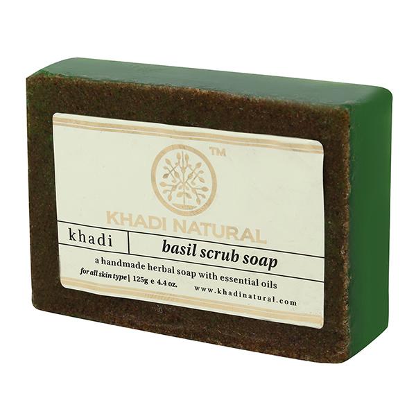 KHADI NATURAL BASIL SCRUB SOAP 125 gm - Soaps